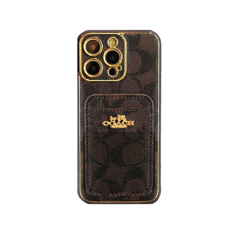 Leather CH Case With Card Holder For iPhone Coffee-CHK241731-GTOCASE