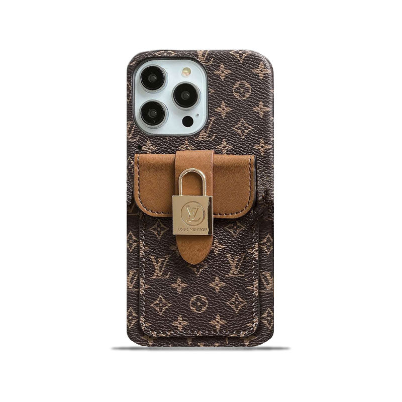 Monogram iPhone Case With Card Holder and Strap Brown-ZST231113-GTOCASE