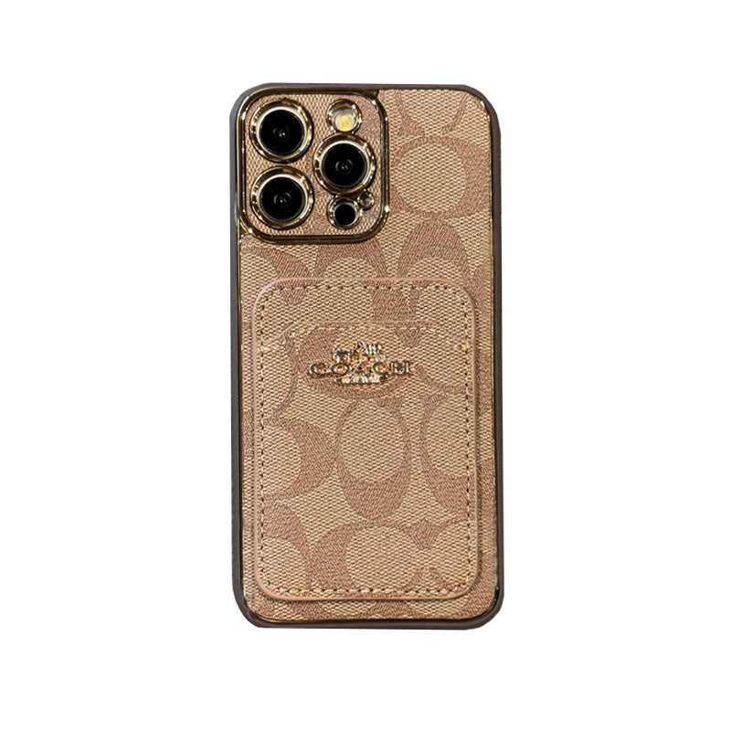Leather CH Case With Card Holder For iPhone Coffee-CHK241731-GTOCASE