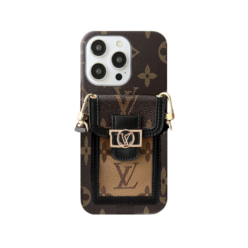 Monogram Dauphine iPhone Case With Card Holder And Strap Black -LQK240329-GTOCASE