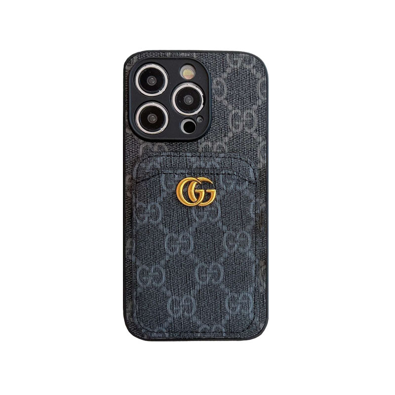 Classic GG iPhone Case With Card Holder Black -KBK240425-GTOCASE