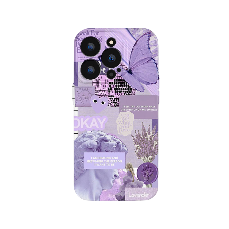 Y2K Purple Butterfly iPhone Case film Case- Full Protection Cute Aesthetic Phone Cover for Girls