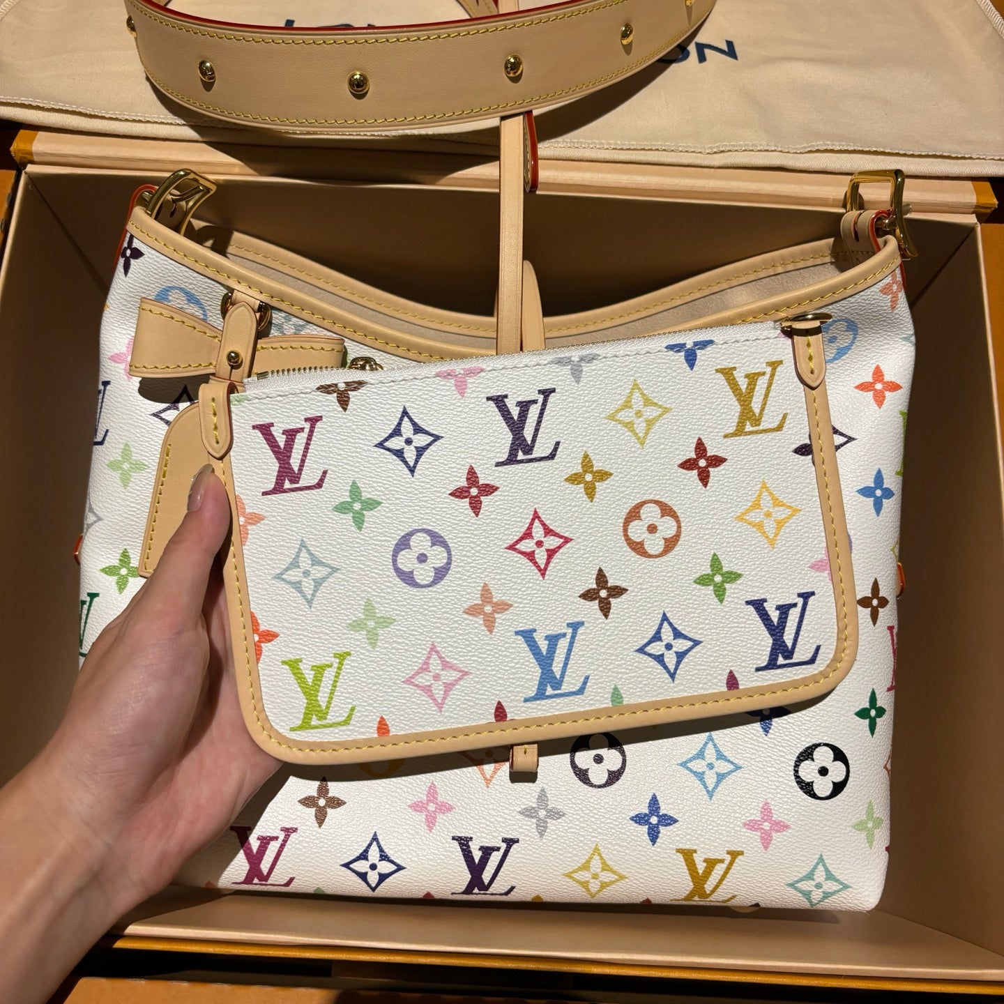 LV Luxury Element Artistic Multicolor Limited-Edition Carryall Small Shoulder Bag LV010