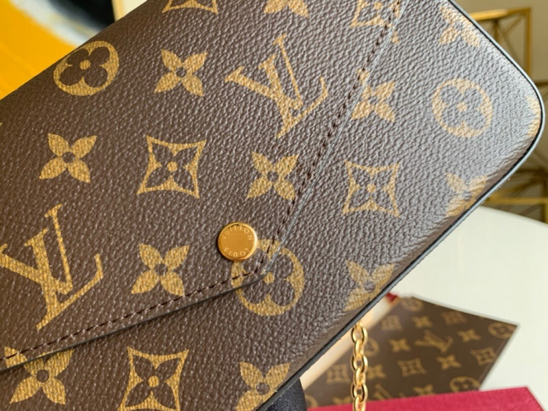 LV Luxury Element Chic Brown Mini Crossbody Bag with Gold Hardware & Removable Organizers LV007