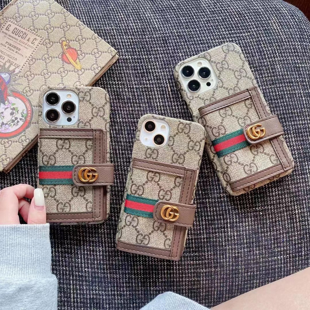 GG iPhone Case With Wallet Brown -GGB241913-GTOCASE