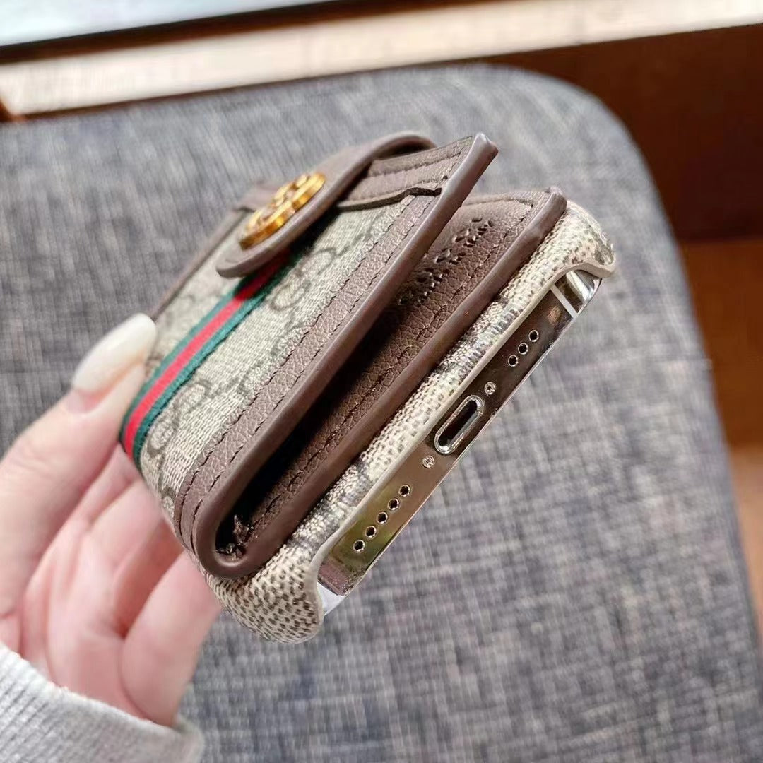 GG iPhone Case With Wallet Brown -GGB241913-GTOCASE