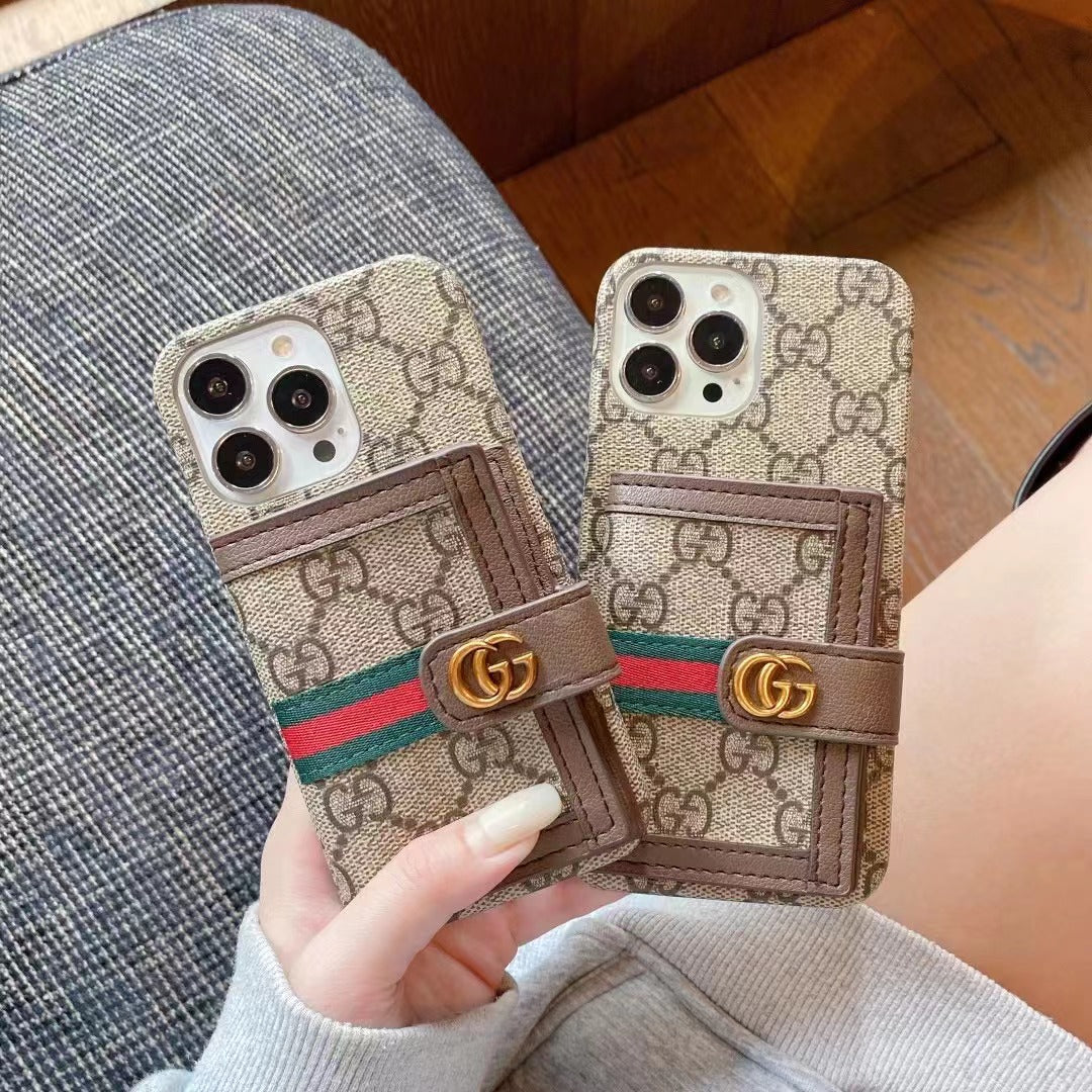 GG iPhone Case With Wallet Brown -GGB241913-GTOCASE