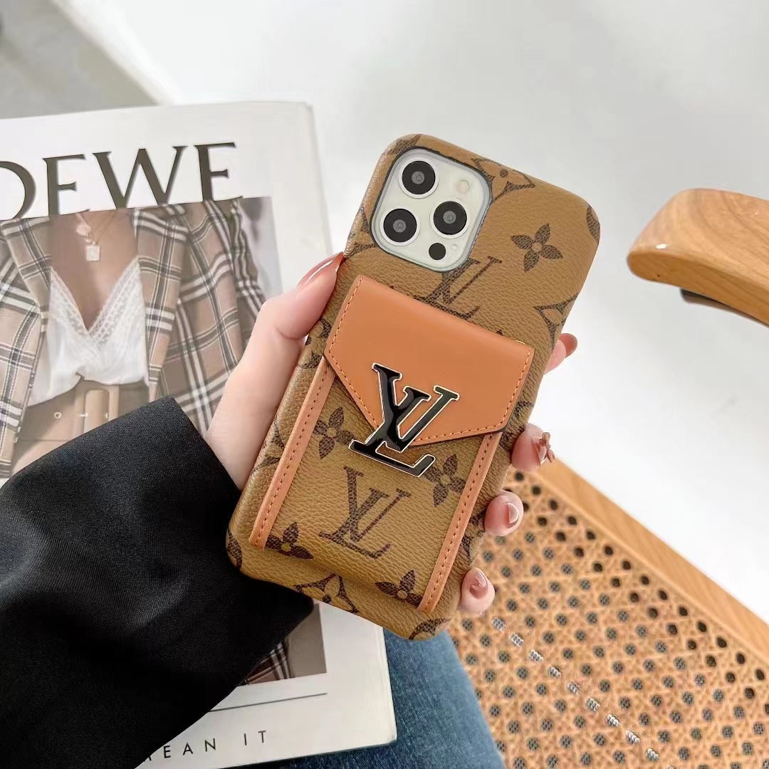 Monogram iPhone Case With Card Holder Yellow Printing -XK241701-GTOCASE