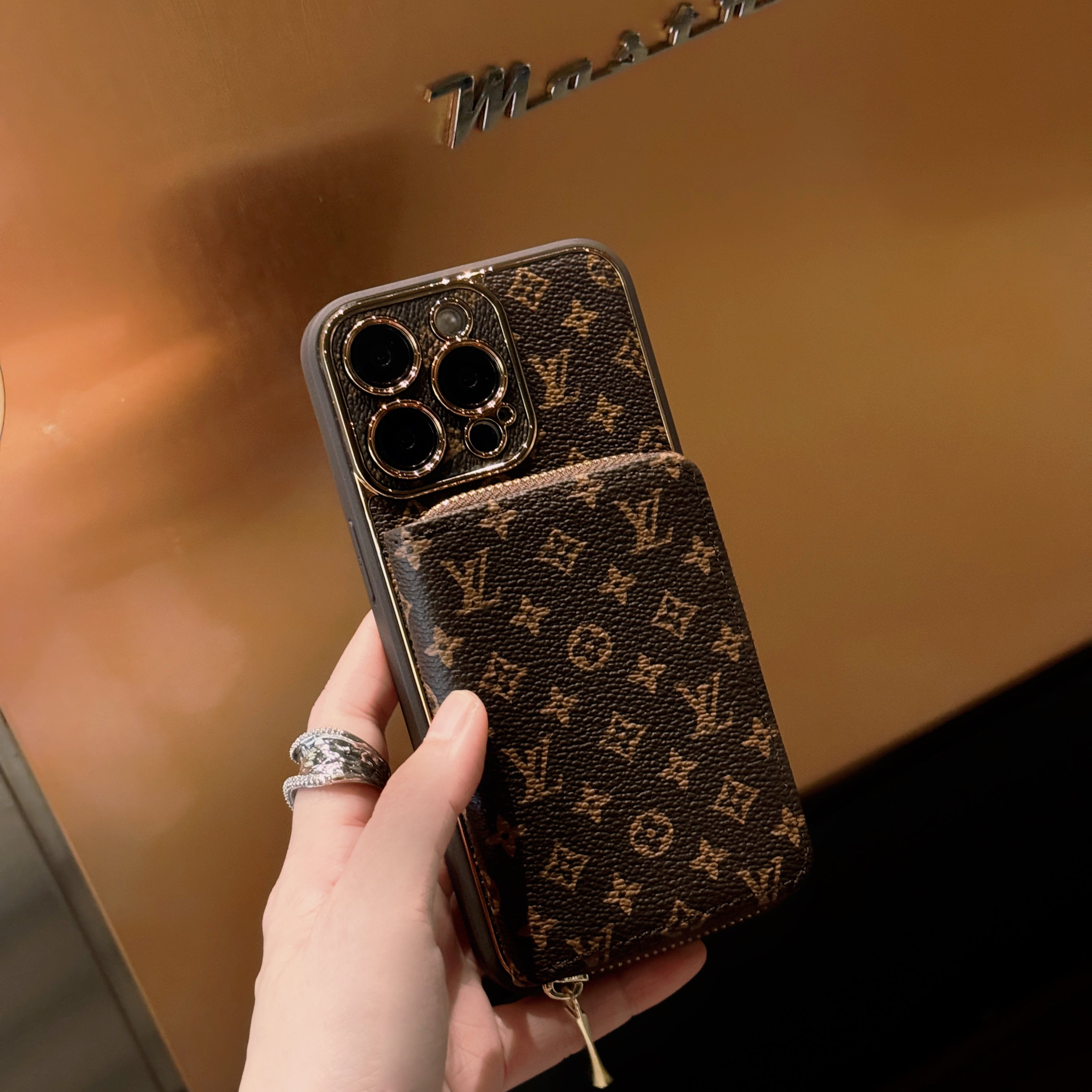 Monogram iPhone Case With Wallet Brown Small Printing-LQB240329-GTOCASE