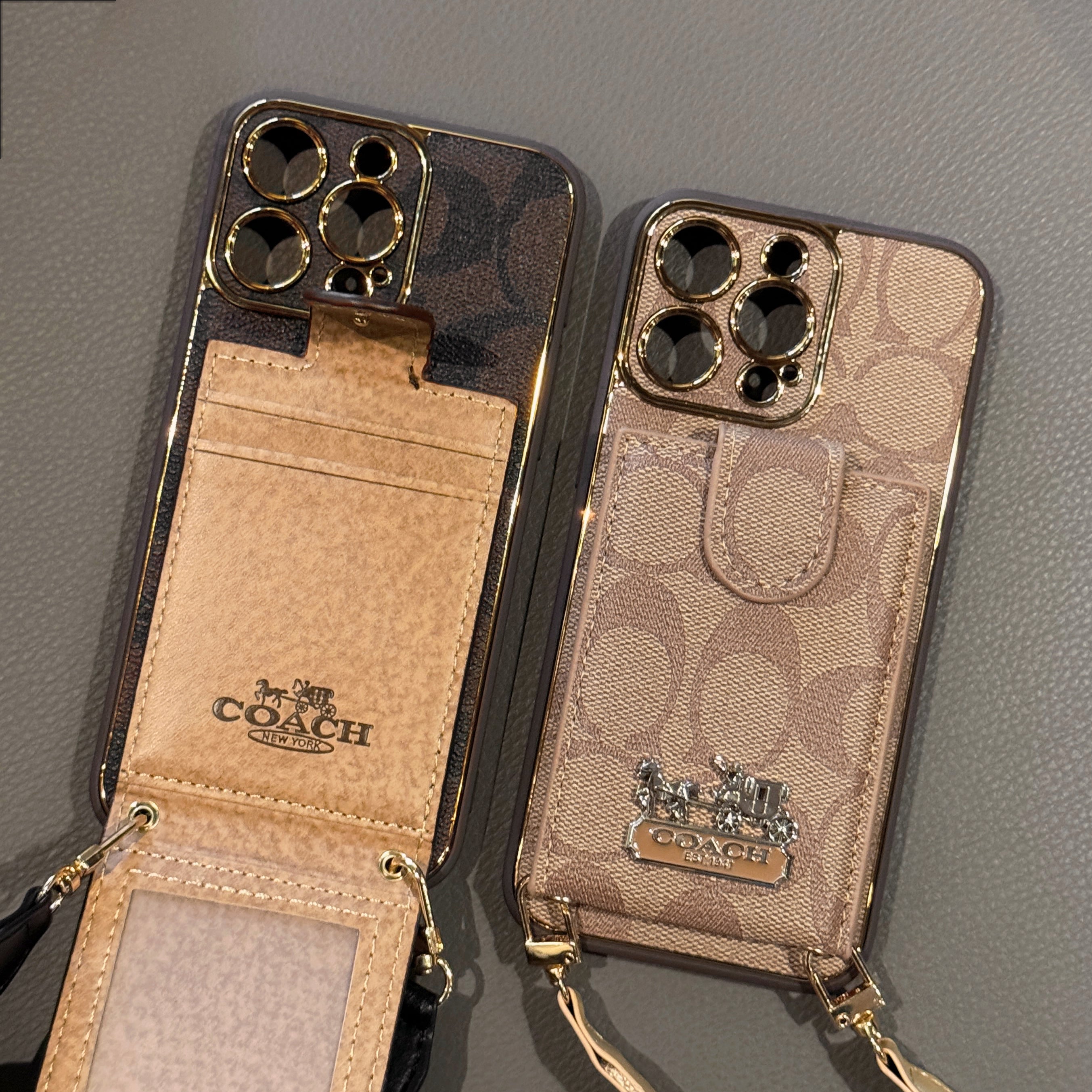 Leather CH Case With Wallet For iPhone And Strap For iPhone Coffee-LLB241737-GTOCASE