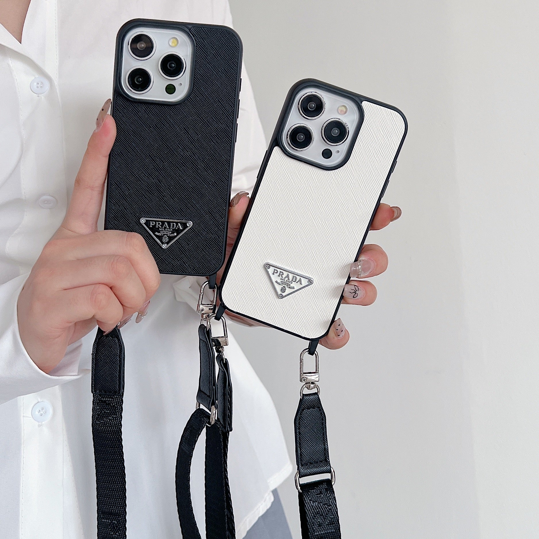 Leather PR Case With Strap For iPhone White-PGS241837-GTOCASE