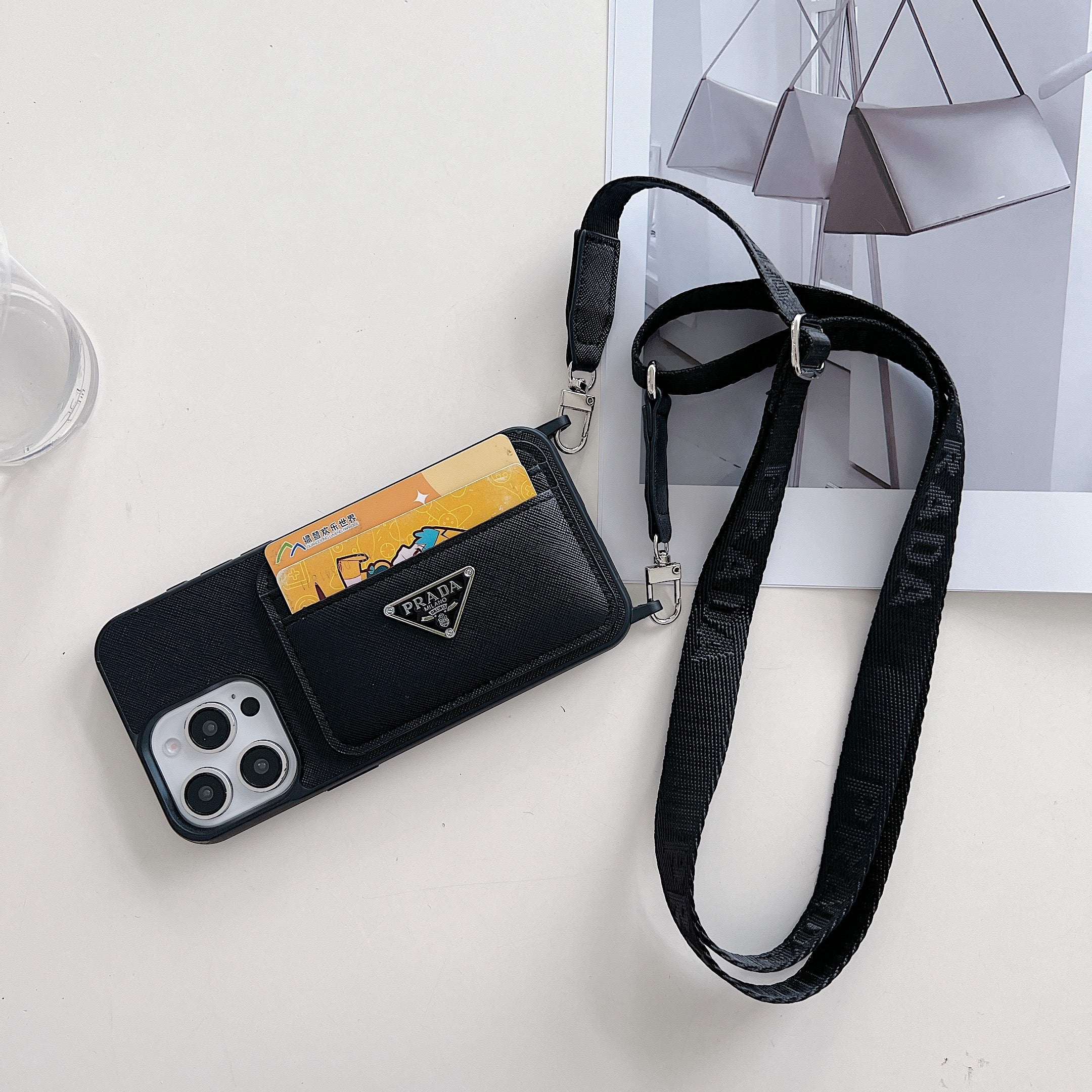 PR Case With Card Holder For iPhone Black-XFK241537-GTOCASE