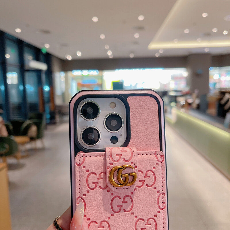 GG iPhone Case With Card Holder Pink -QBK240330-GTOCASE