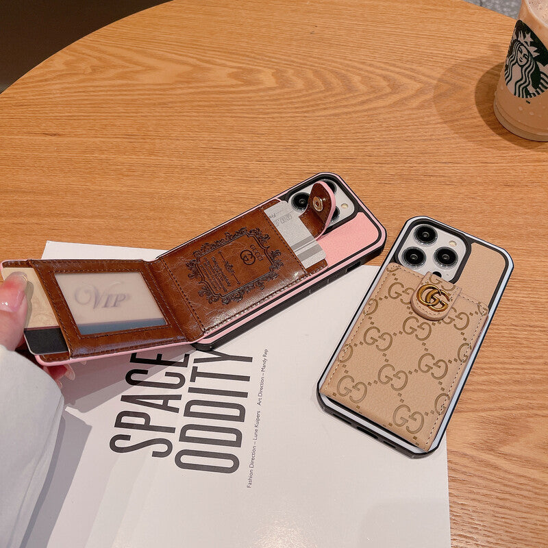 GG iPhone Case With Card Holder Pink -QBK240330-GTOCASE