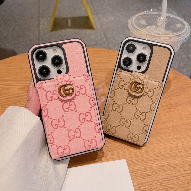 GG iPhone Case With Card Holder Pink -QBK240330-GTOCASE