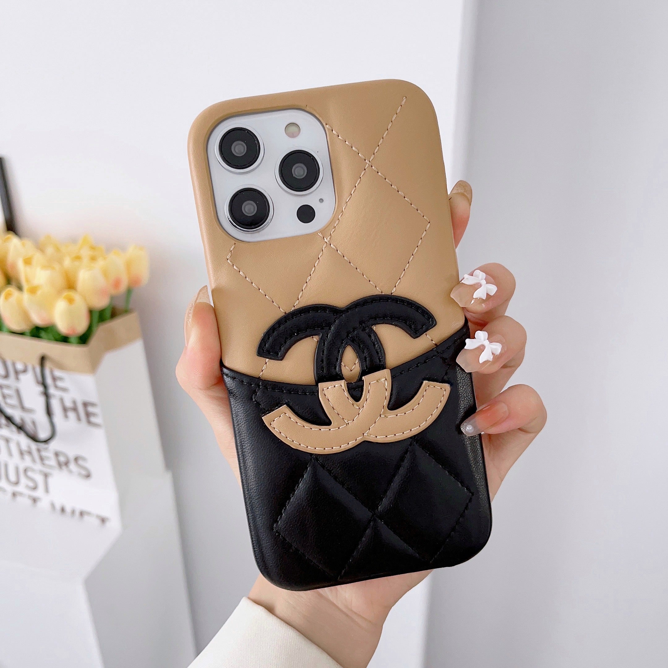 Classic CC iPhone Case With Card Holder Brown -CKP240401-GTOCASE