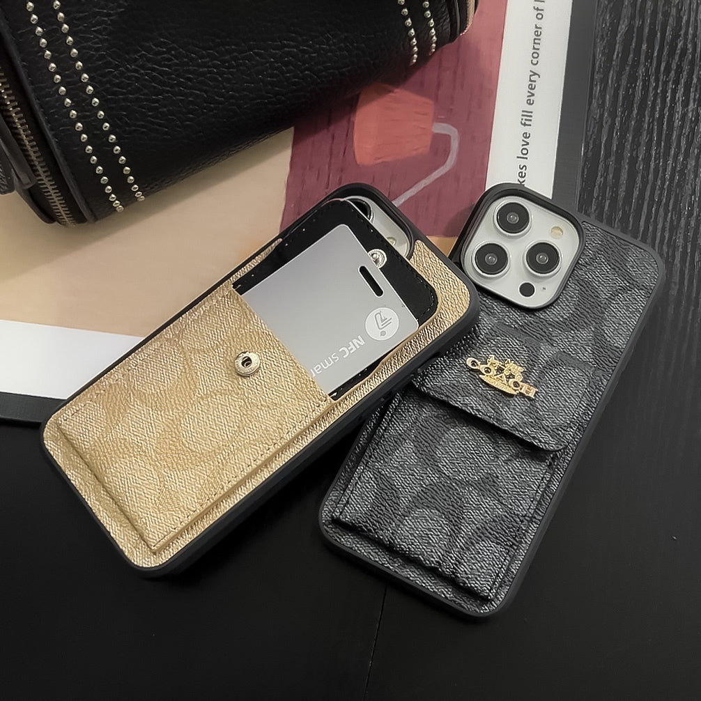 CH iPhone Case With Card Holder Wallet Coffe -SZK240425-GTOCASE