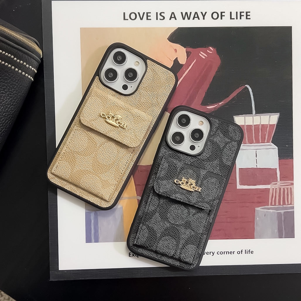 CH iPhone Case With Card Holder Wallet Coffe -SZK240425-GTOCASE