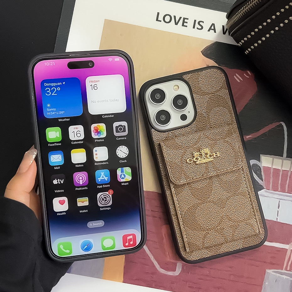 CH iPhone Case With Card Holder Wallet Light Brown -SZK240425-GTOCASE