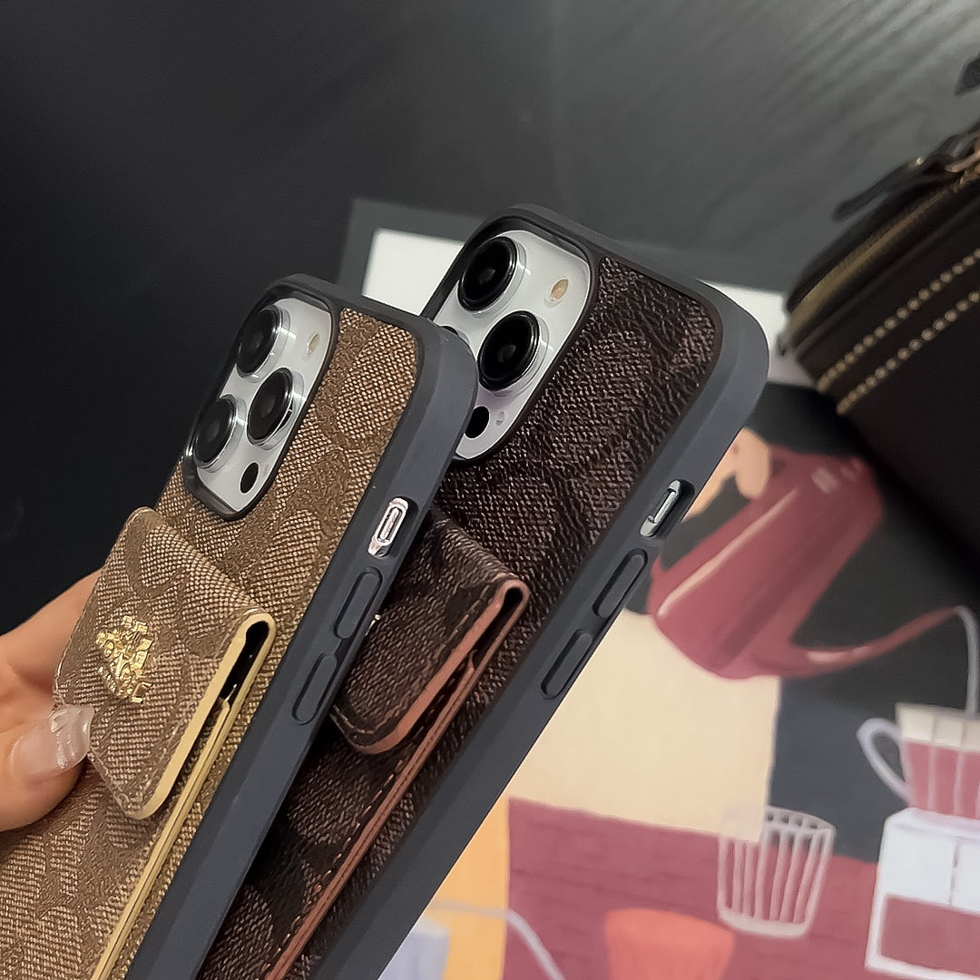 CH iPhone Case With Card Holder Wallet Dark Brown -SZK240425-GTOCASE