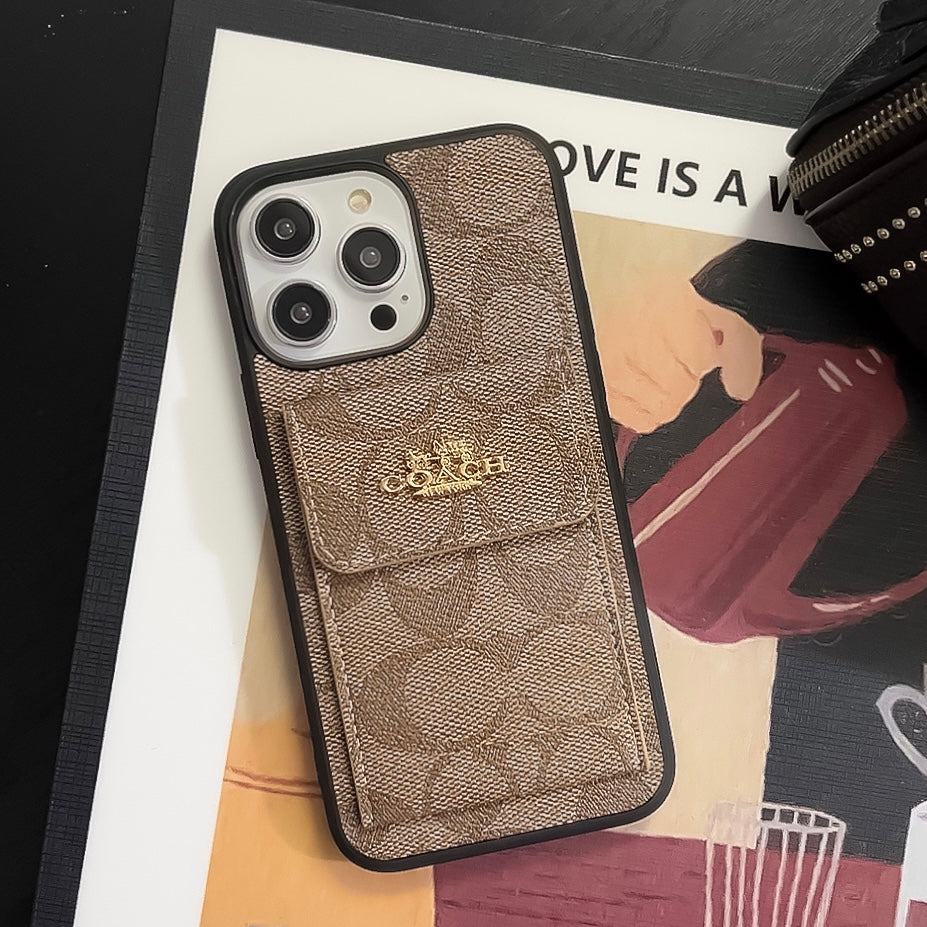 CH iPhone Case With Card Holder Wallet Light Brown -SZK240425-GTOCASE