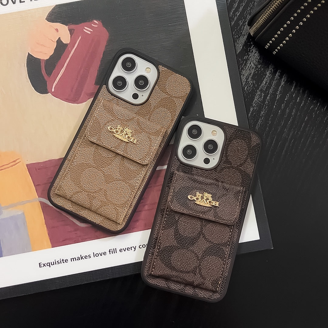 CH iPhone Case With Card Holder Wallet Light Brown -SZK240425-GTOCASE