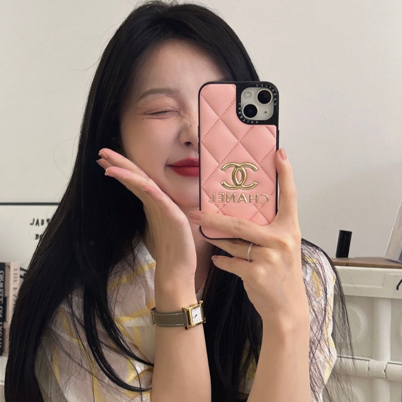 Leather CC iPhone Case Pink-JB240320-GTOCASE