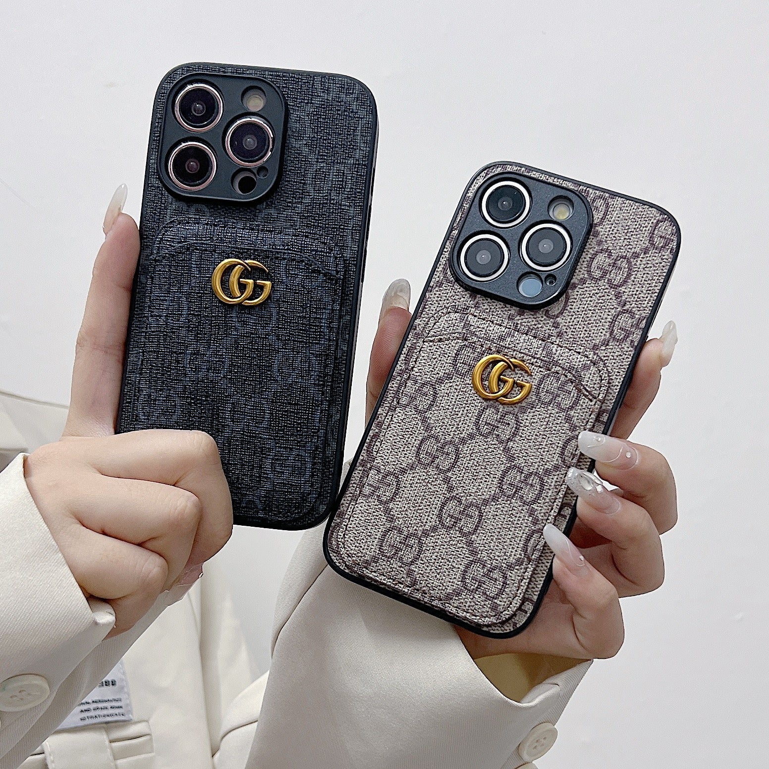 Classic GG iPhone Case With Card Holder Black -KBK240425-GTOCASE