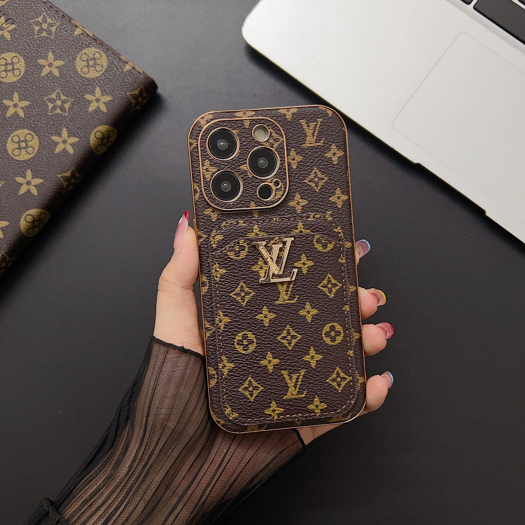 Classic Monogram iPhone Case With Card Holder -Small printing-CHD231124-GTOCASE