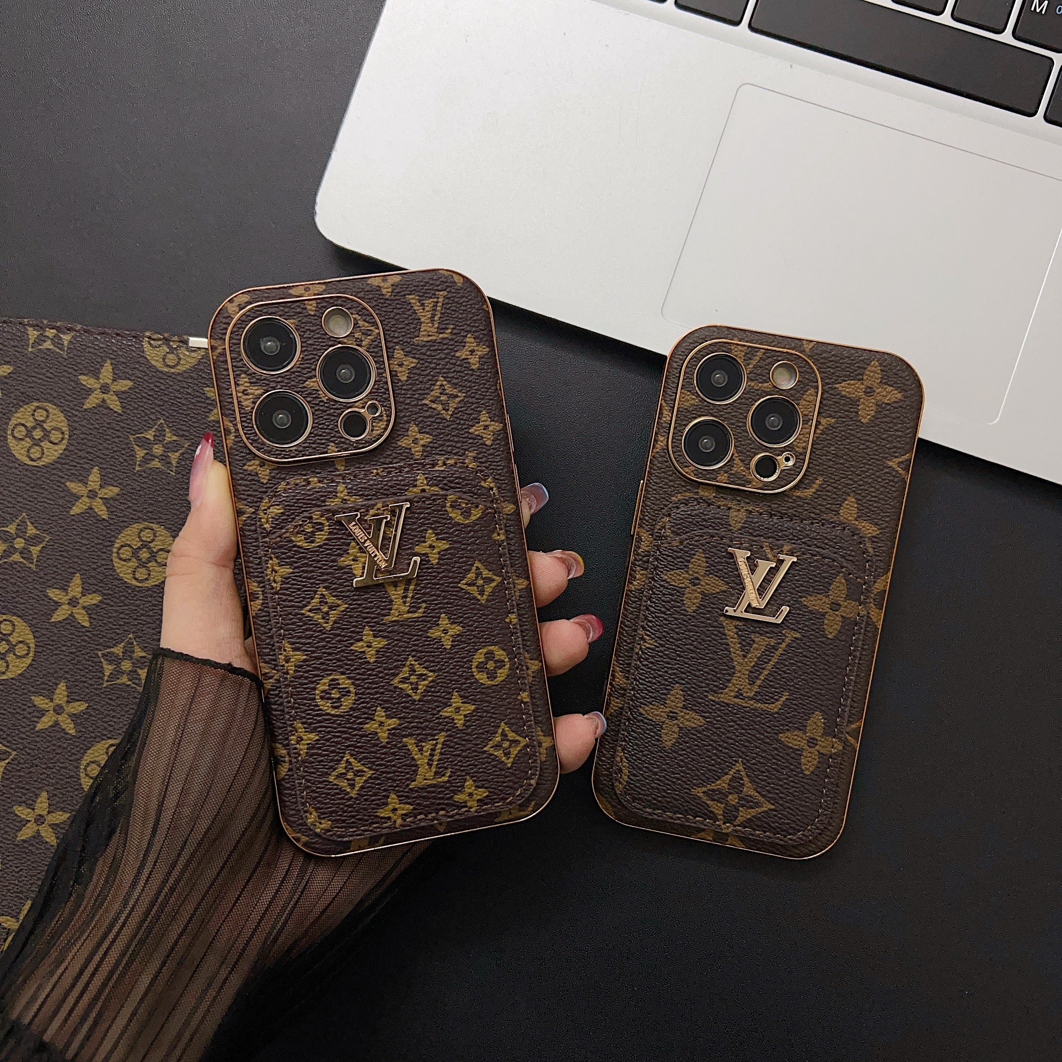 Classic Monogram iPhone Case With Card Holder -Small printing-CHD231124-GTOCASE