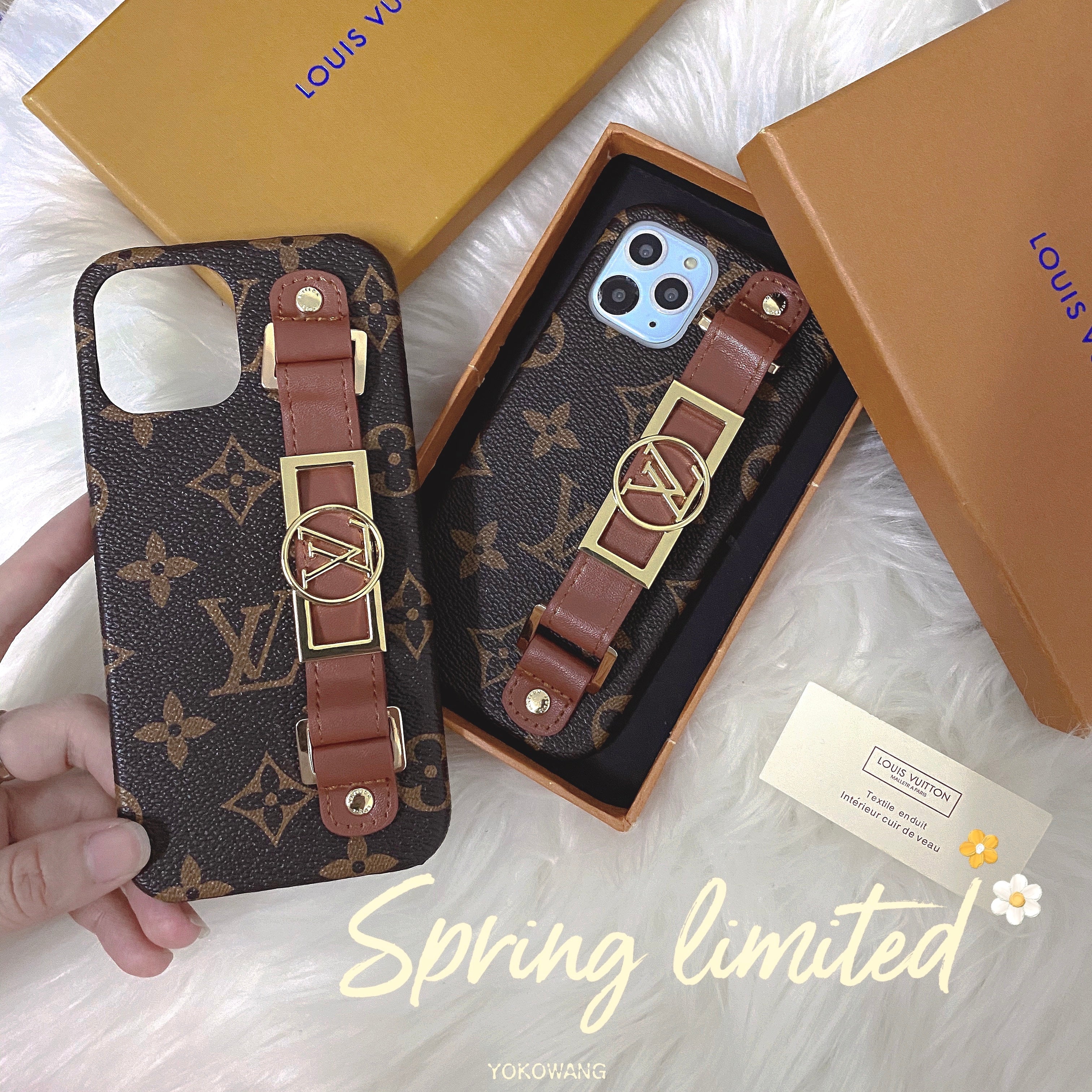 Leather Monogram iPhone Case With Holder-DK231215-GTOCASE