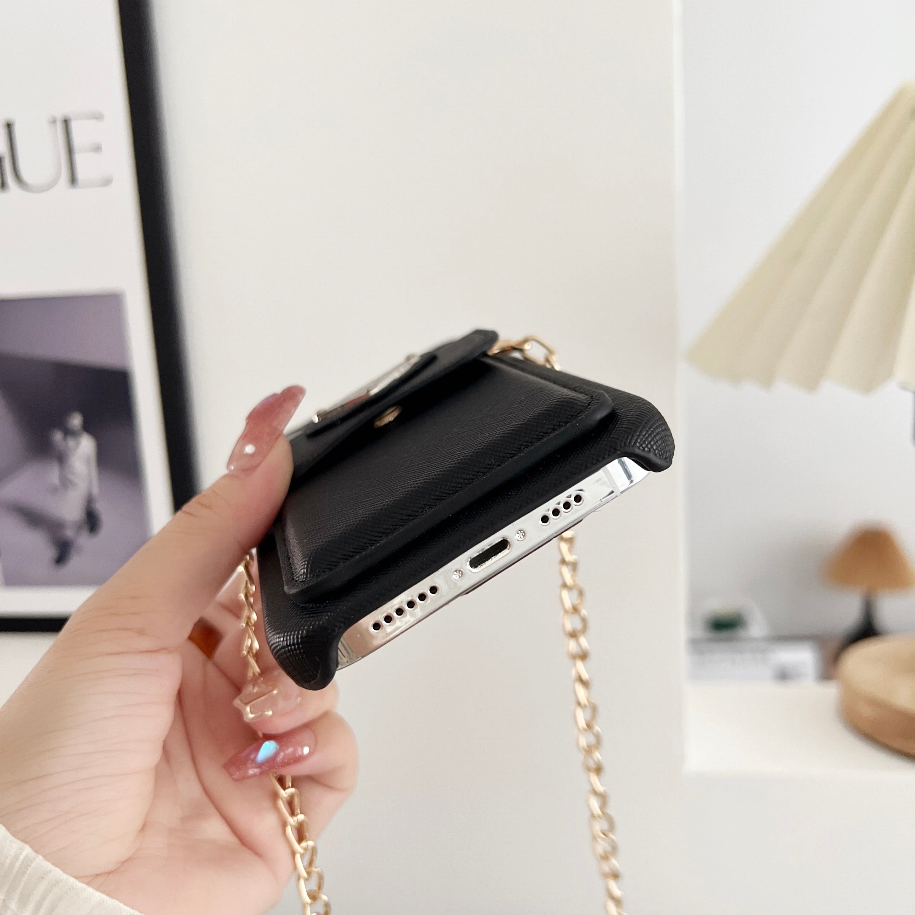 PR iPhone Case With Wallet And Strap Black -SlK240403-GTOCASE