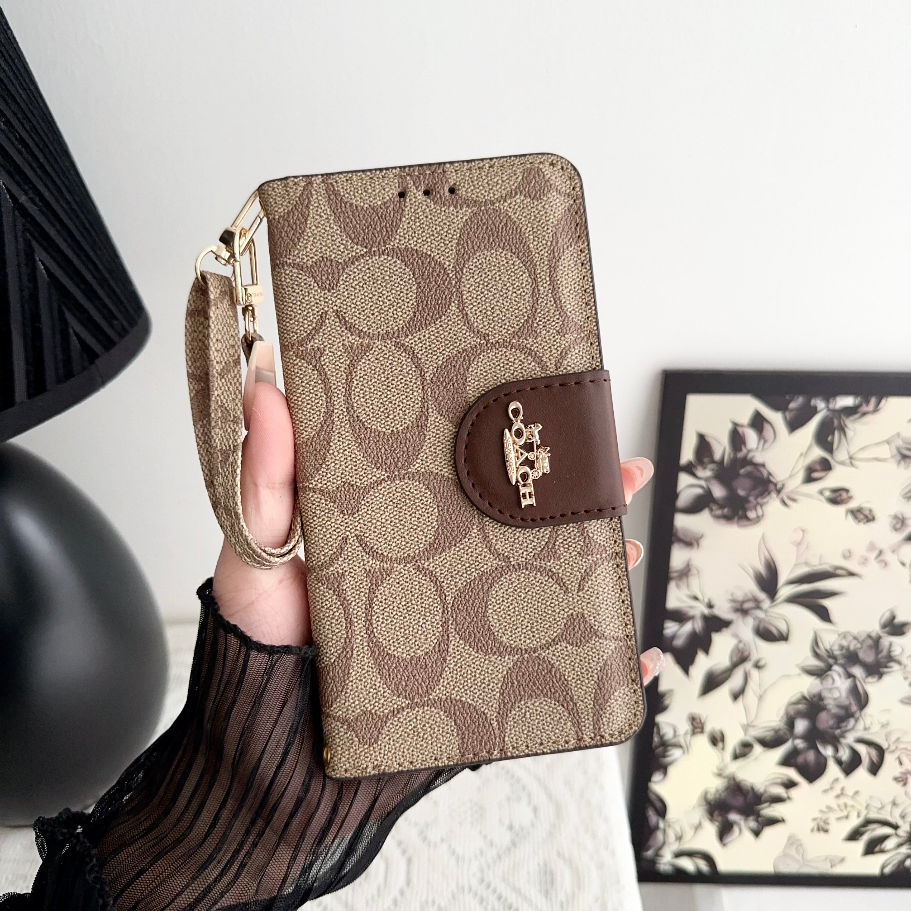 CH iPhone Case Leather Flip Case with Card Holder Brown-PTK241622-GTOCASE