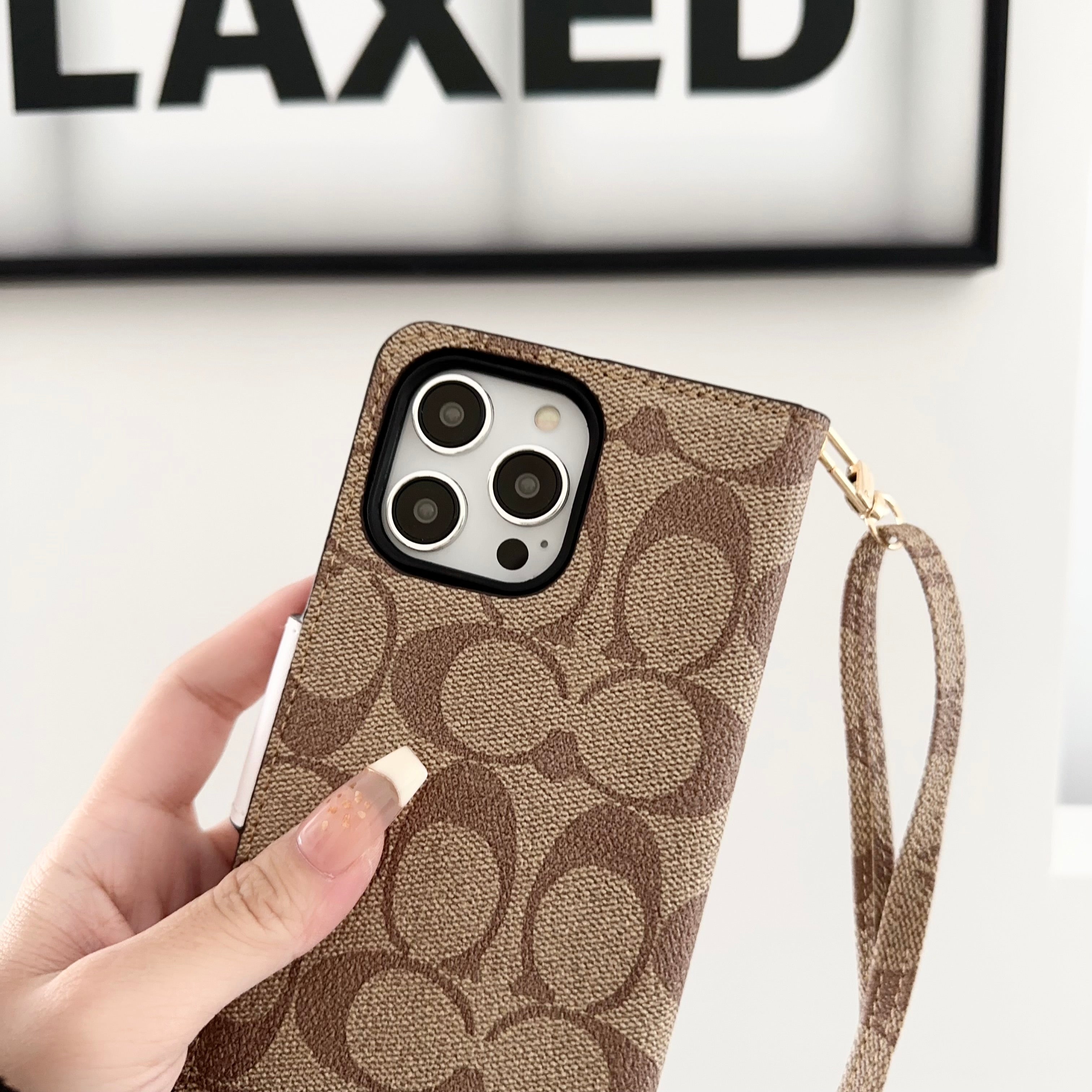 CH iPhone Case Leather Flip Case with Card Holder Brown-PTK241622-GTOCASE