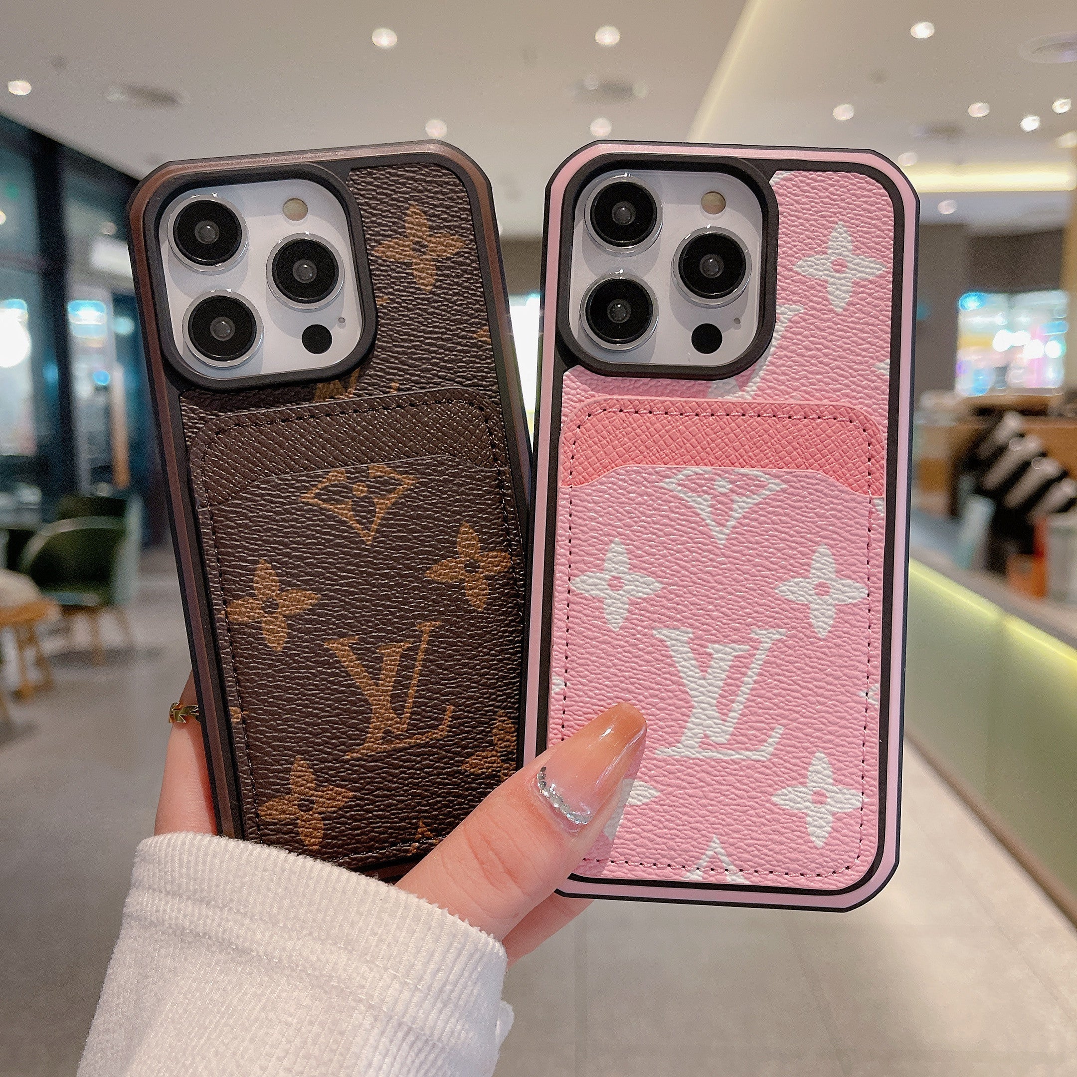 Monogram iPhone Case With Card Holder Big Printing -ZP241107-GTOCASE