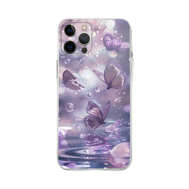 Y2K Aesthetic Purple Butterfly iPhone Case - Slim Yellowing-Resistant Shockproof Cover