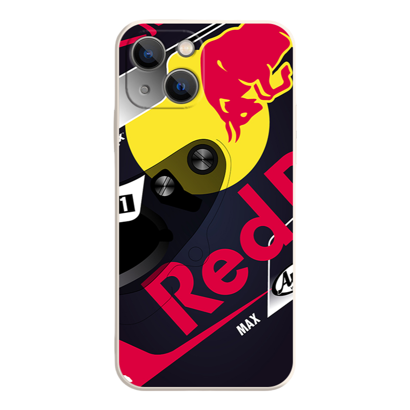 iPhone 16 Pro Max Case - Vintage White E/F/G/H Red Bull Liquid Silicone Cover with Full Camera Protection & Soft Lining | Bull Team