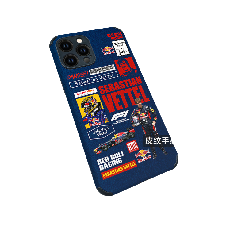 Vettel Red Bull Leather Texture Series II iPhone 16 Pro Max Case - Anti-Slip Full Wrap Protective Phone Cover