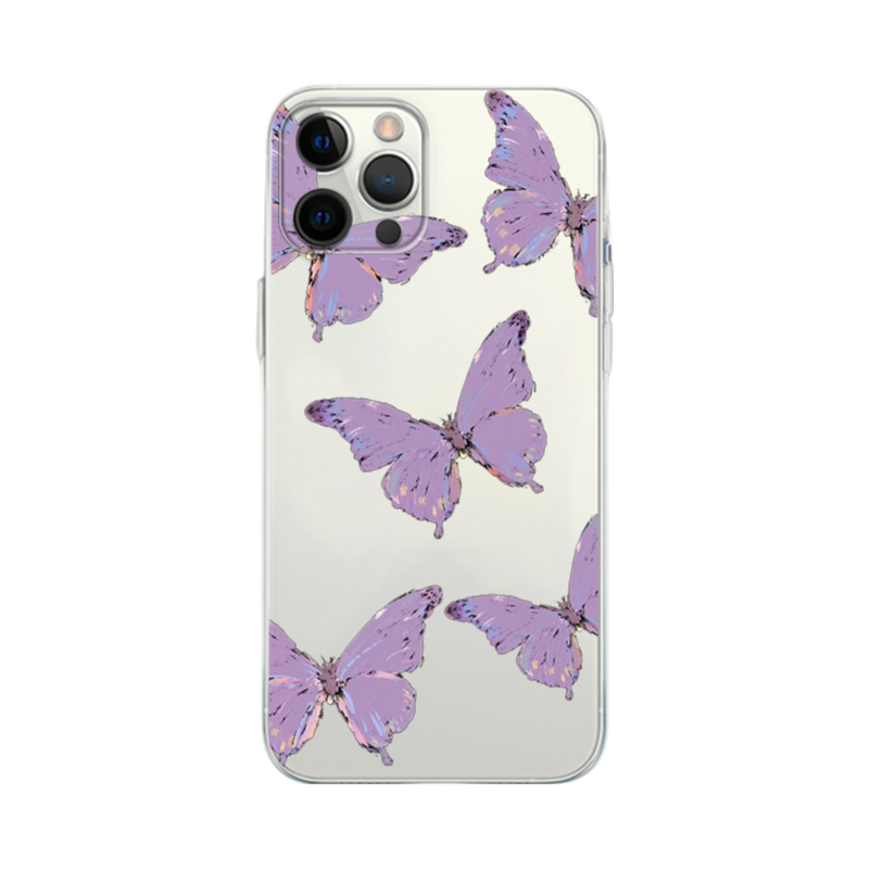 Y2K Fashion Purple Butterfly iPhone Case - Slim Yellowing-Resistant Shockproof Cover
