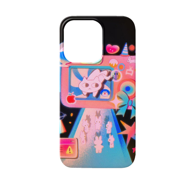 Y2K Aesthetic iPhone 16/15/14/13/12 Max Pro Max Case - Shockproof Glass Cover with Retro Vaporwave Design