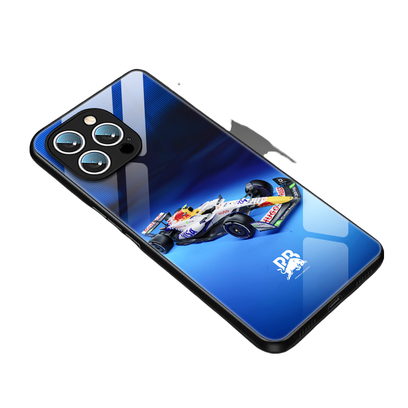 iPhone 16 Pro Max Case - Red Bull Series IV PU Leather Grip Cover, Anti-Slip Full Wrap Vettel Series III