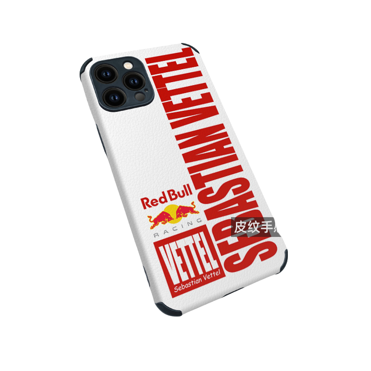 iPhone 16 Pro Max Case - Red Bull Series IV PU Leather Grip Cover, Anti-Slip Full Wrap Vettel Series III