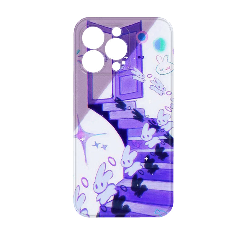 Y2K Aesthetic Style D/E/F iPhone 16/15/14/13/12 Max Pro Max Case - Shockproof Glass Cover with Retro Vaporwave Design