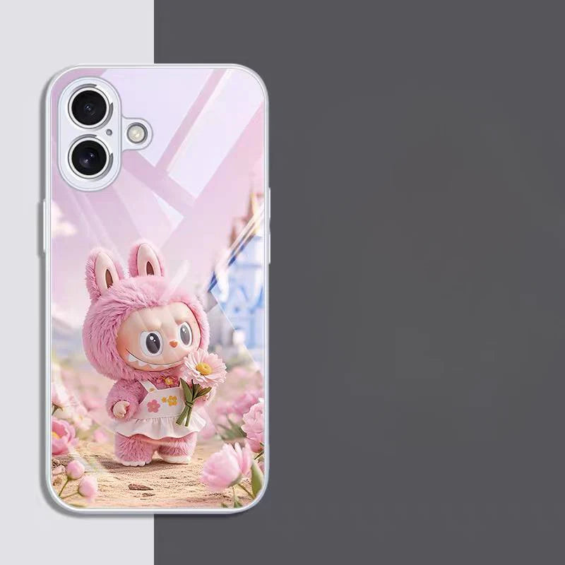 DT27 Labubu Designer Toy Glass Case for iPhone 16 Pro Max - Trendy art print, military-grade protection & precise fit - Shockproof scratch-resistant phone case with UV printing