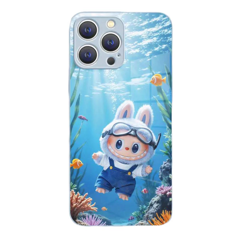 DT15 Labubu Designer Toy Glass Case for iPhone 15 Pro Max - Trendy Artistic Protection with Premium Tempered Glass & Perfect Fit