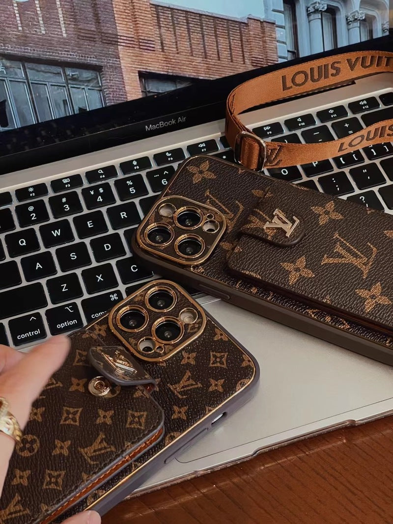 Monogram iPhone Case With Card Wallet And Strap -Small printing-ZQB231228-GTOCASE