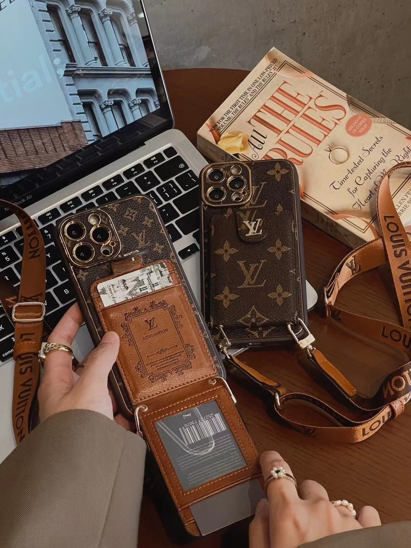 Monogram iPhone Case With Card Wallet And Strap -Small printing-ZQB231228-GTOCASE
