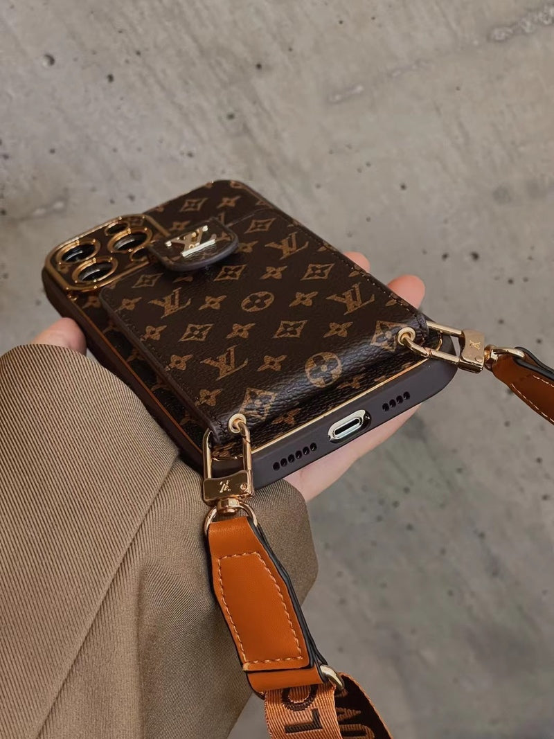 Monogram iPhone Case With Card Wallet And Strap -Small printing-ZQB231228-GTOCASE