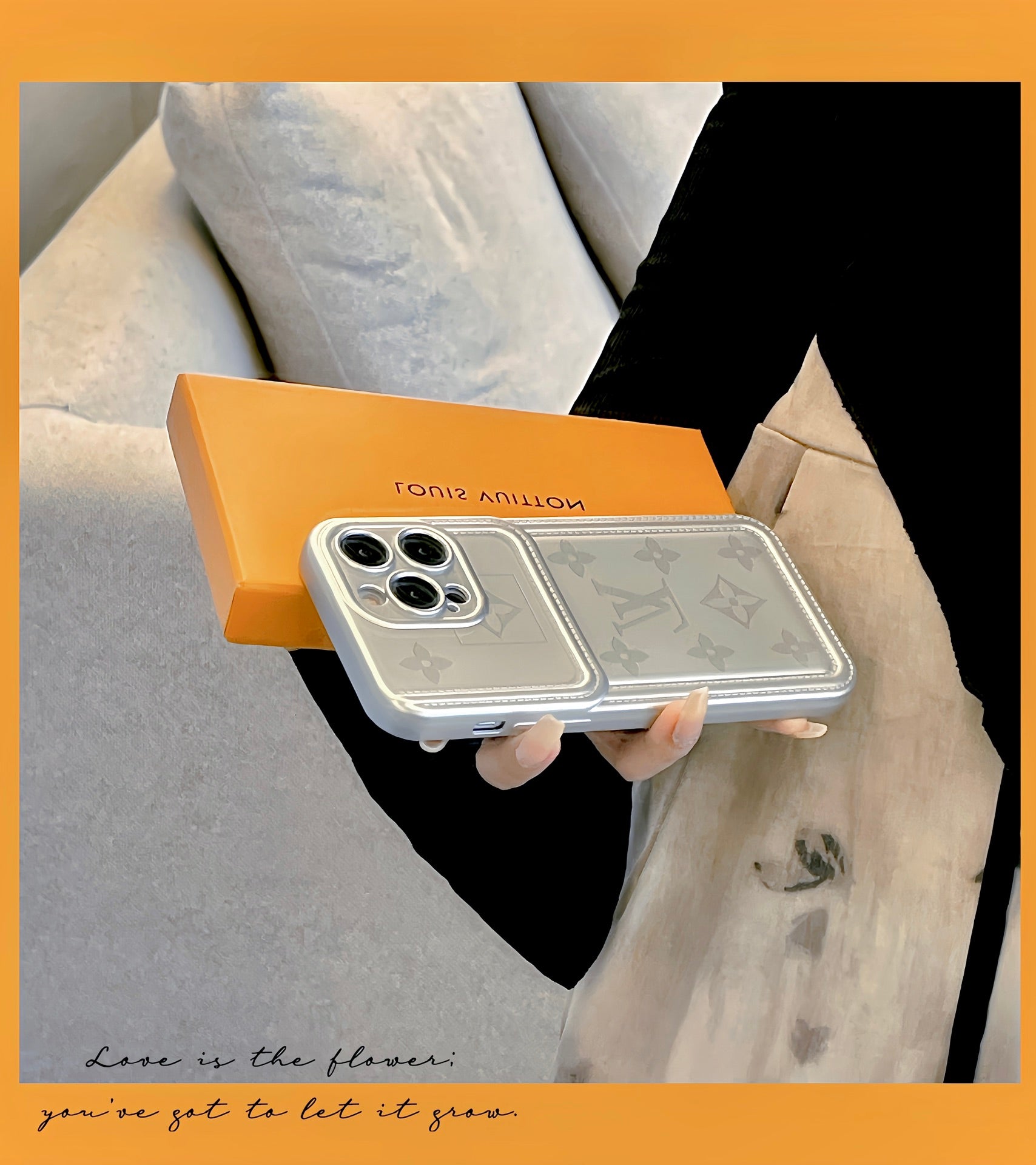 Silver Monogram iPhone Case -Big printing-SYH231201-GTOCASE