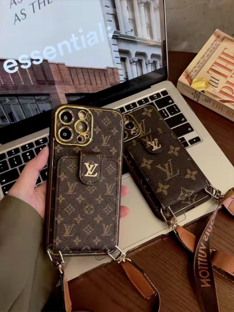 Monogram iPhone Case With Card Wallet And Strap -Small printing-ZQB231228-GTOCASE